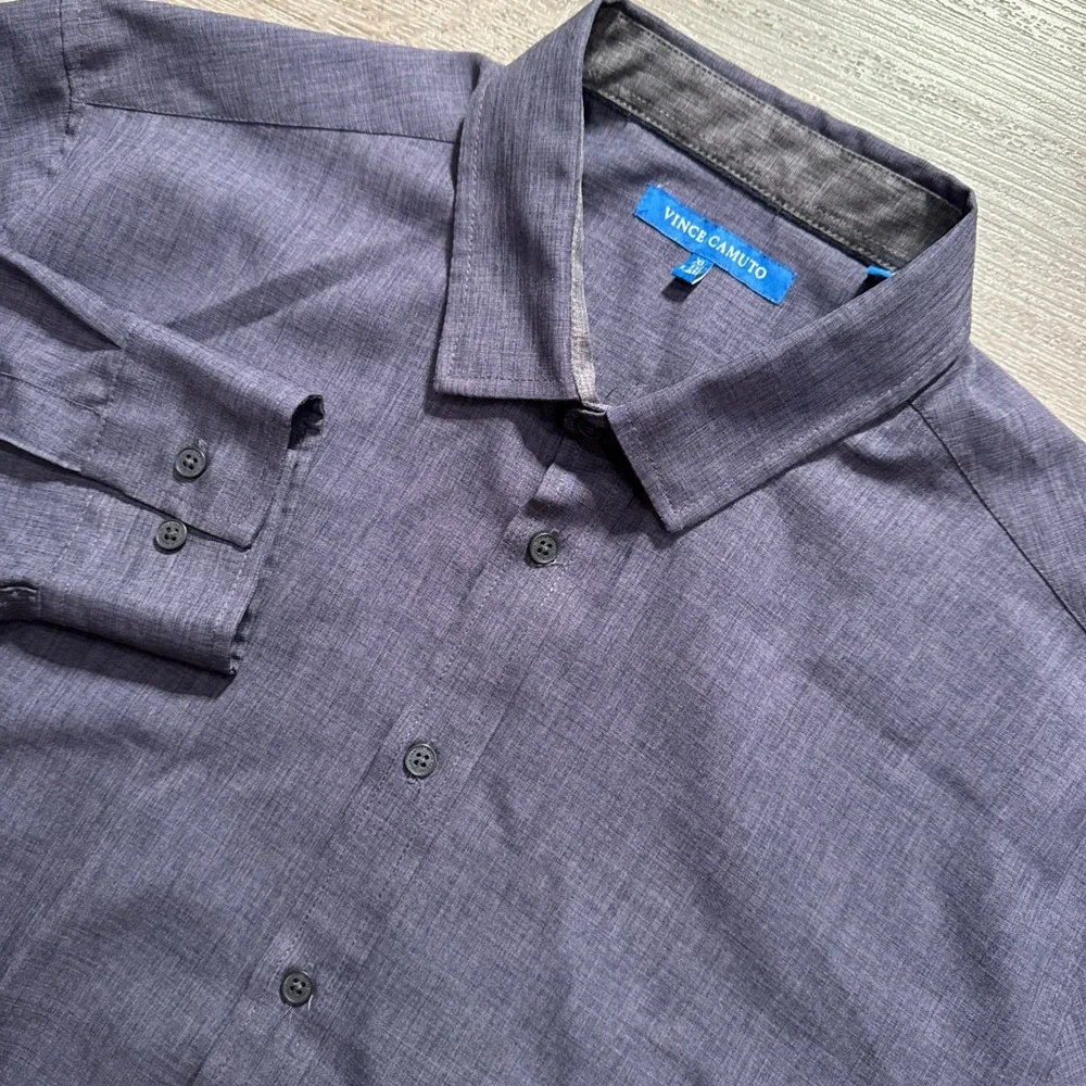 Vince Camuto Shirt Mens XL Blue Performance Preppy Quiet Luxury Comfort Minimal